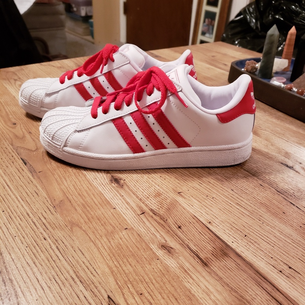 Adidas Red & White Striped Sneakers